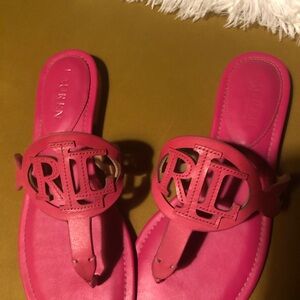 Ralph Lauren Pink Sandals Elegant Slip-On Design